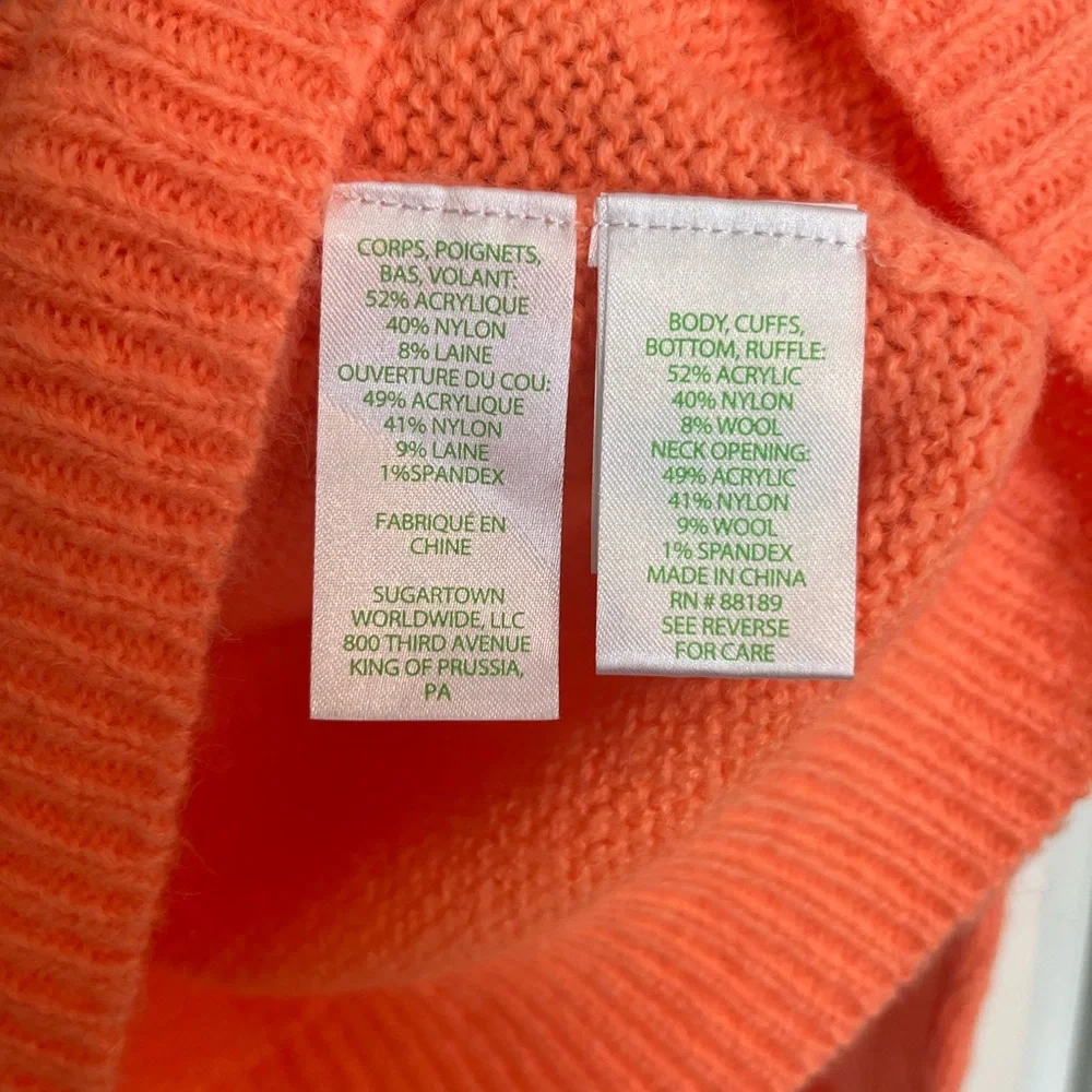 NWT Lilly Pulitzer Coral Orange Ruffle Scoop Neck Sweater - Picture 5 of 6